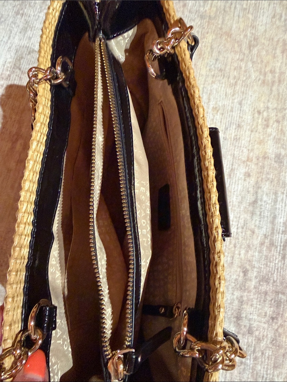 Coach Woven Stripe Tote – Black & Natural Leather Trim - Picture 7 of 8